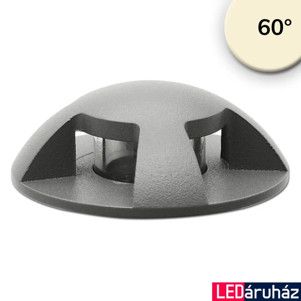 LED padlóba süllyesztett spot, kerek 4SIDE 60mm, fekete, 12-24V, IP67, 3W, 60°, meleg fehér