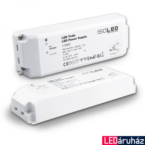 LED tápegység 12V DC, 0-100W, SELV