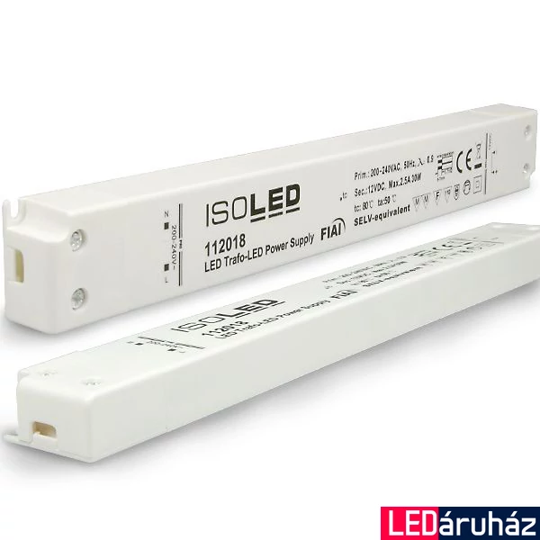 LED tápegység 12V DC, 0-30W, ultra-keskeny, SELV