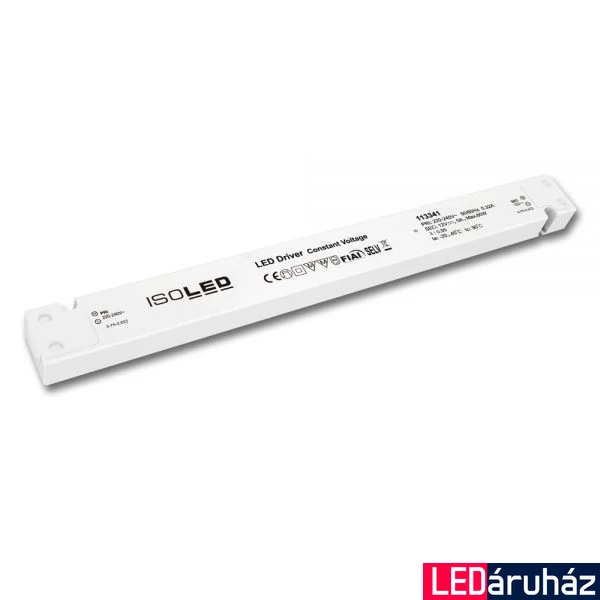 LED tápegység 12V DC, 0-60W, keskeny, SELV