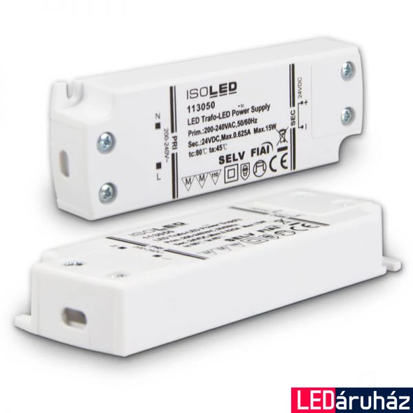 LED tápegység 24V DC, 0-15W, ultra-lapos, SELV