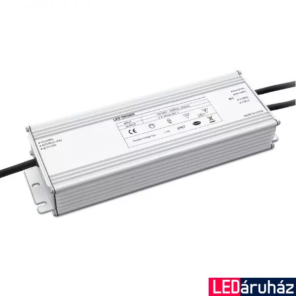 LED tápegység 24V DC, 0-240W, triac 1-10V fényerőszabályozható 30-100%, IP67
