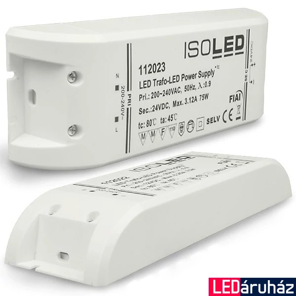 LED tápegység 24V DC, 0-75W, SELV