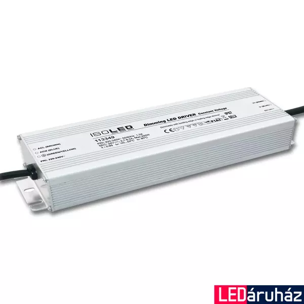 LED tápegység 24V DC, 10-200W, triac fényerőszabályozható 30-100%, IP67, SELV
