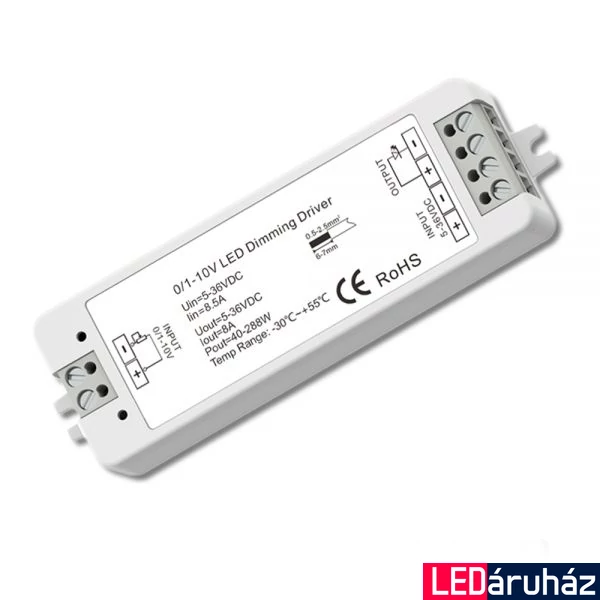 ProSystem 1 csatornás 0/1-10V LED vezérlő, 5-36V DC, 8A, 48V DC, 4A