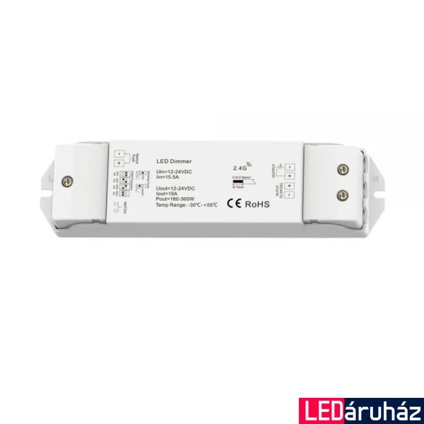 ProSystem 1 csatornás LED vezérlő Push+RF, monokróm, 12-24V DC, 10-20A