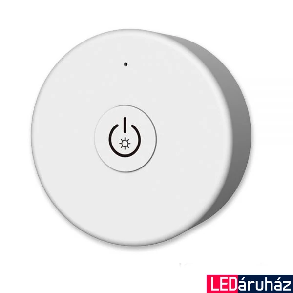 ProSystem 1 zónás nyomógomb jeladó, monokróm LED szalagokhoz, kerek, fehér, RF, mágneses kerettel, elemes