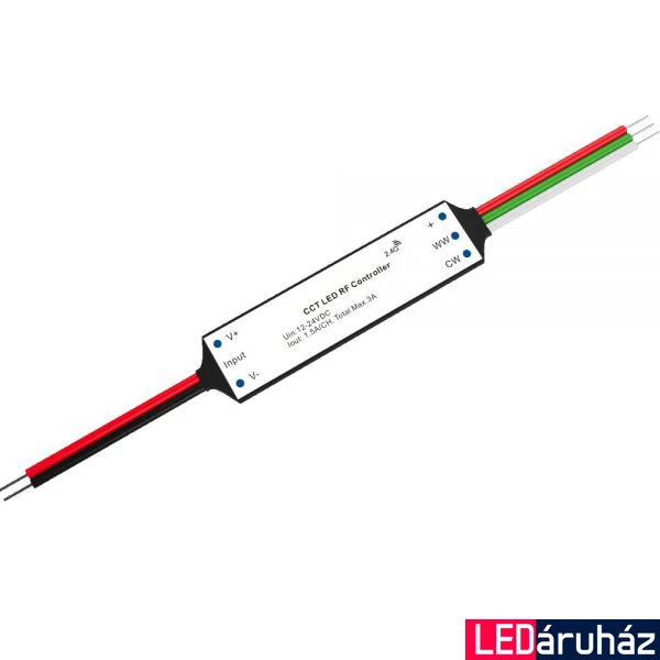 ProSystem 2 csatornás PWM Mesh mini CCT LED vezérlő, 12-24V DC, 2x1,5A