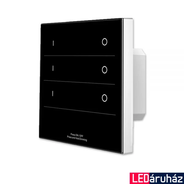 ProSystem 3 zónás távirányító monokróm LED szalagokhoz, érintőkapcsolóval, 230V, 3 DMX kimenettel, fekete, RF