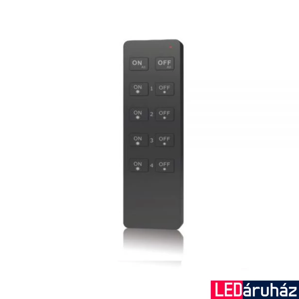 ProSystem 4 zónás távirányító monokróm LED szalagokhoz, nyomógombbal, RF, fekete, elemes, mágneses fali tartóval