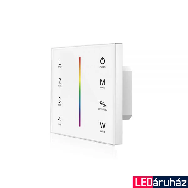 ProSystem 4 zónás távirányító RGB LED szalagokhoz, érintőkapcsolóval, 230V, DMX kimenettel, fehér, RF