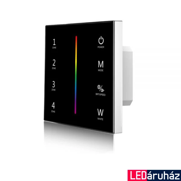 ProSystem 4 zónás távirányító RGB LED szalagokhoz, érintőkapcsolóval, 230V, DMX kimenettel, fekete, RF