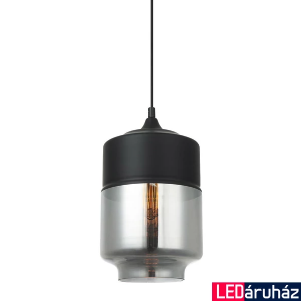 ITALUX MOLINA füstszínű részletekkel 1 ágú függeszték fekete, E27, IT-MDM-2377/1 BK+SG