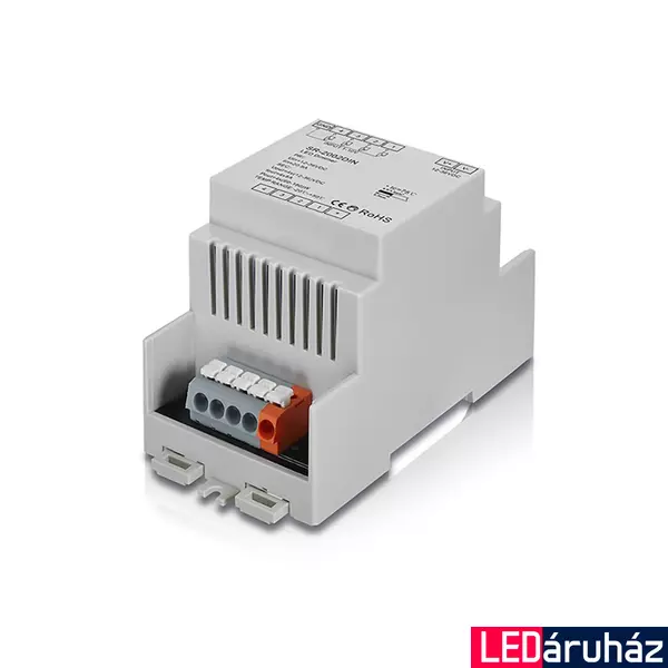 1-10V RGBW LED szalag fényerőszabályozó dimmer, 4 független jelforráshoz, DIN sínre szerelhető, 4x5A, 12-36V DC