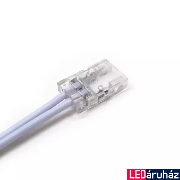 LED szalag betáp csatlakozó, szerelhető, 8mm széles egyszínű COB LED szalagokhoz, 2 eres