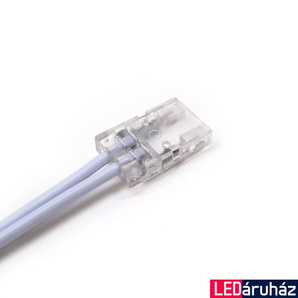 LED szalag betáp csatlakozó 14,5 cm kábellel, 8mm széles egyszínű COB LED szalagokhoz, 2 eres