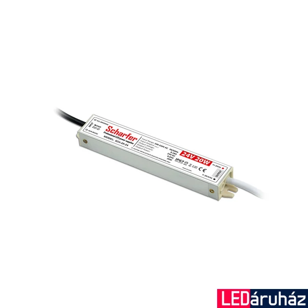 Scharfer LED tápegység, 24V, 20W, IP67, 7 év garancia 