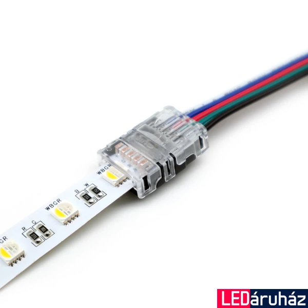 LED szalag betáp csatlakozó 12 mm széles  RGBW LED szalagokhoz, 5 eres vezetékhez, HIPPO