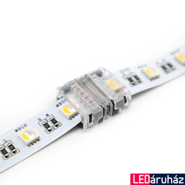 LED szalag toldó csatlakozó 12 mm széles RGBW LED szalagokhoz, forrasztásmentes, HIPPO