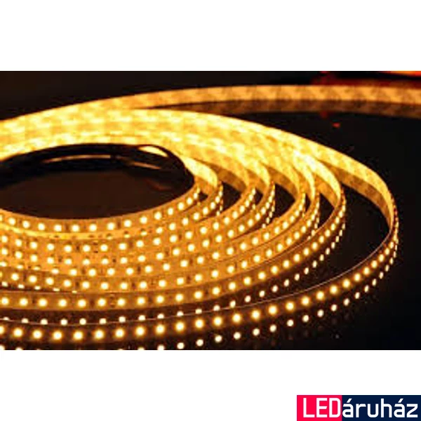 Borostyánsárga SMD LED szalag 12V 3528 , beltéri 120 LED/m, 9,6W, 2 év garancia 