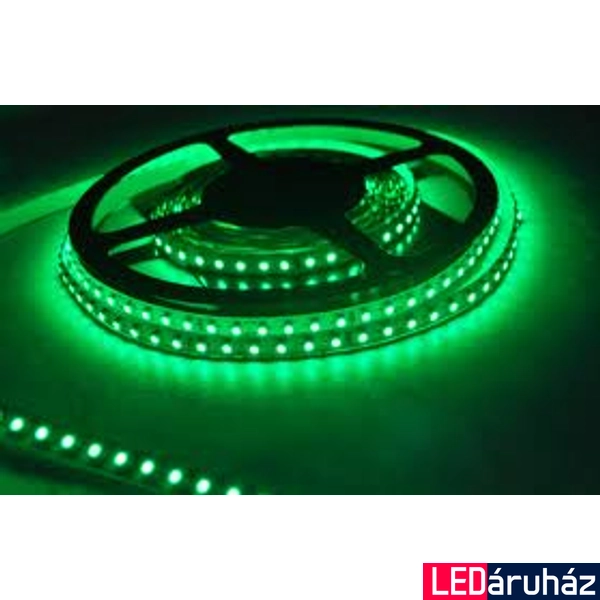 Zöld SMD LED szalag 12V 3528 , beltéri 120 LED/m, 9,6W, 2 év garancia 