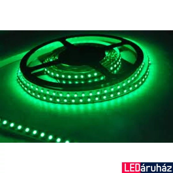 Zöld SMD LED szalag 12V 3528 , beltéri 120 LED/m, 9,6W, 2 év garancia 