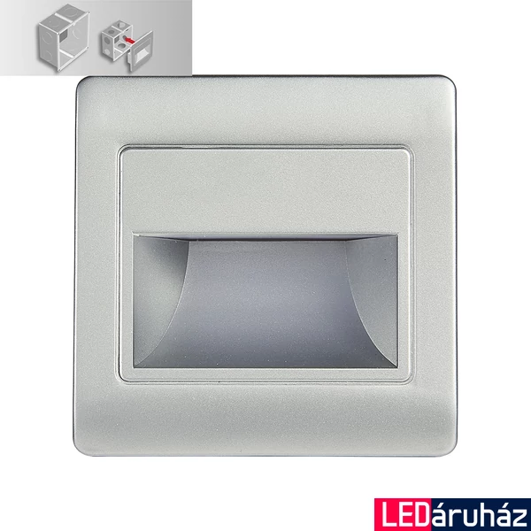 EMITHOR STEP LIGHT lépcsővilágító lámpa ezüst, 4000K természetes fehér, beépített LED, 120 lm, 70410 8585032226298