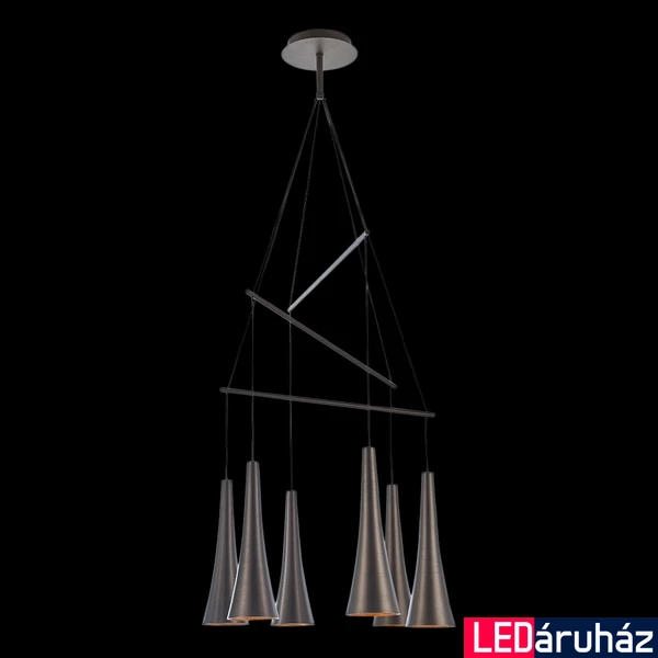 LUXERA MADERA többágú függeszték barna, 3000K melegfehér, beépített LED, 520 lm, 64412