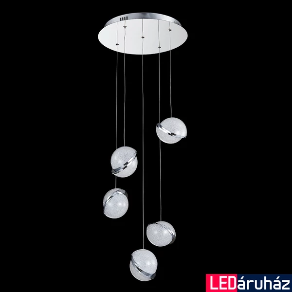 LUXERA MALCOM többágú függeszték króm, 4000K természetes fehér, beépített LED, 3000 lm, 62432