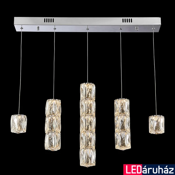 LUXERA POLAR LED többágú függeszték króm, 3000K melegfehér, beépített LED, 3120 lm, 62403