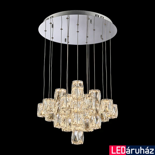 LUXERA POLAR LED többágú függeszték króm, 3000K melegfehér, beépített LED, 7200 lm, 62402