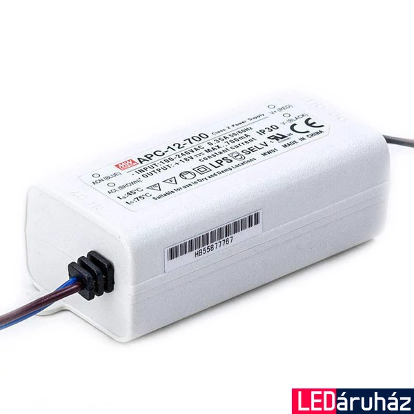 Mean Well APC-12-700 12W/9-18V/700mA áramgenerátoros tápegység
