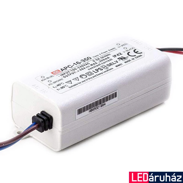Mean Well APC-16-350 16W/12-48V/350mA áramgenerátoros tápegység
