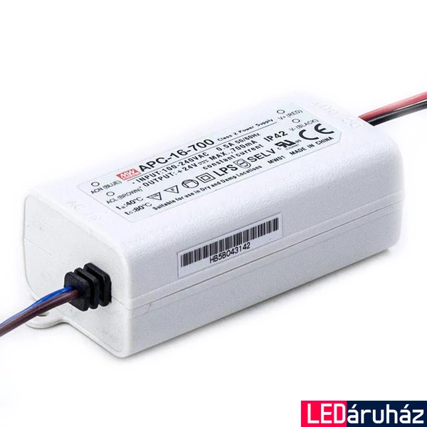 Mean Well APC-16-700 16W/9-24V/700mA áramgenerátoros tápegység