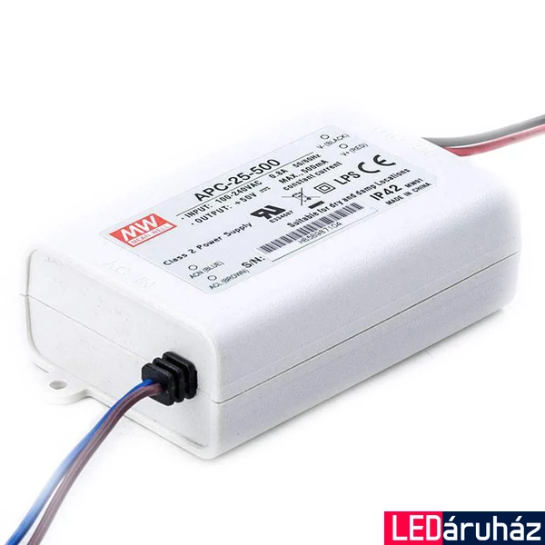 Mean Well APC-25-500 25W/15-50V/500mA áramgenerátoros tápegység
