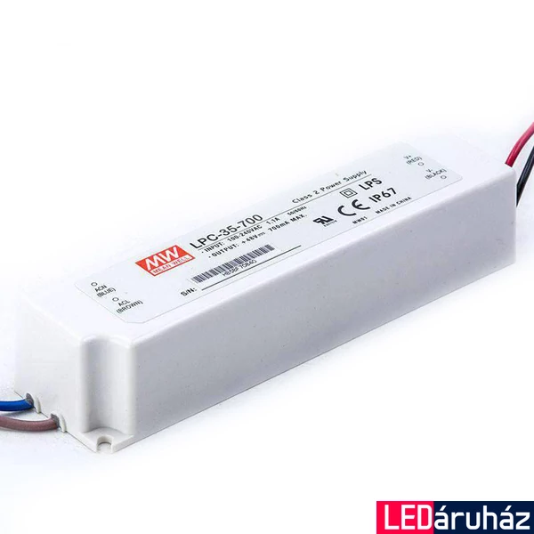 Mean Well LPC-35-700 35W/9-48V/700mA áramgenerátoros tápegység