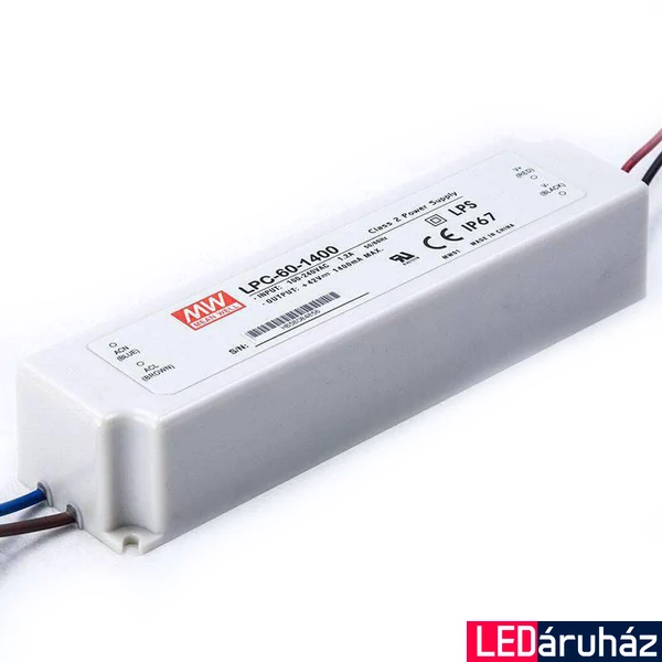 Mean Well LPC-60-1400 60W/9-42V/1400mA áramgenerátoros tápegység