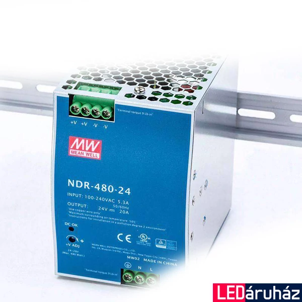 Mean Well NDR-480-24 480W/24V/0-20A tápegység