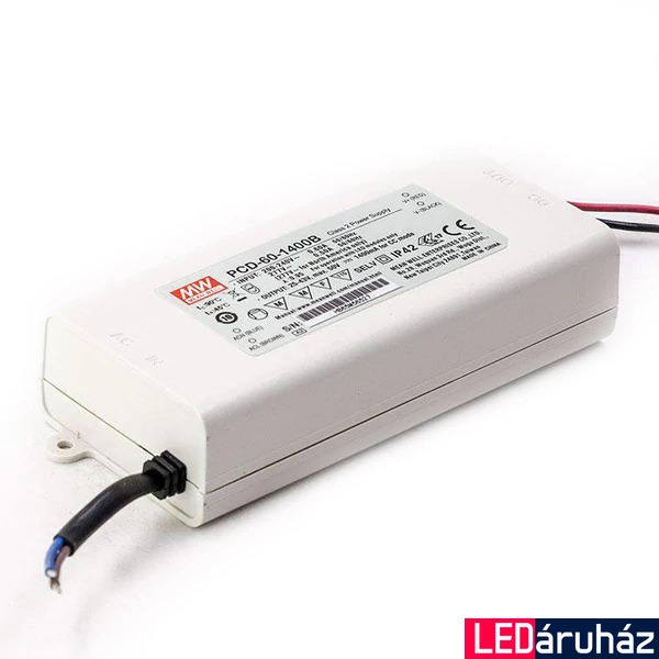 Mean Well PCD-60-1400B 60W/25-43V/1400mA áramgenerátoros tápegység