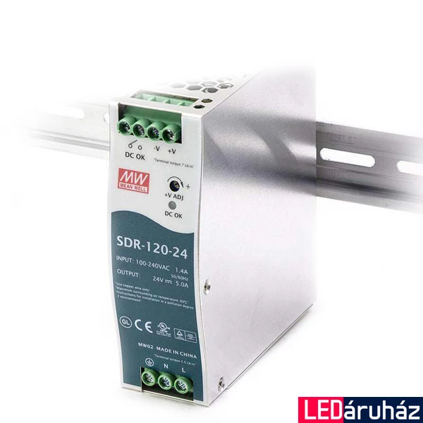 Mean Well SDR-120-24 120W/24V/0-5A tápegység