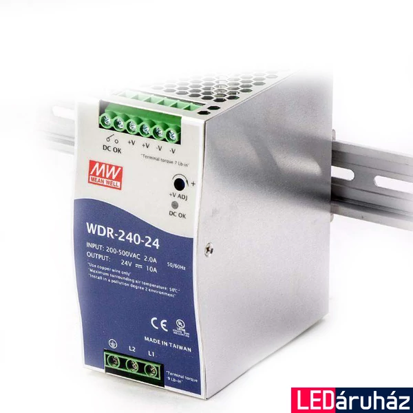 Mean Well WDR-240-24 240W/24V/0-10A tápegység