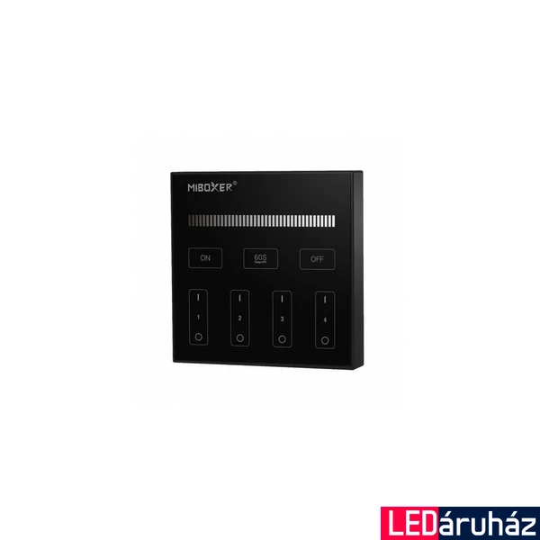 Mi-Light B1B Smart Panel monokróm LED távirányító, 4 zónás, érintőgombos, fekete, 86x86 mm