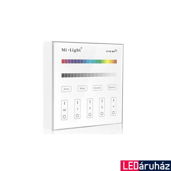 Mi-Light B3 Smart Panel RGBW távvezérlő, 4 zónás, elemes, 86x86 mm