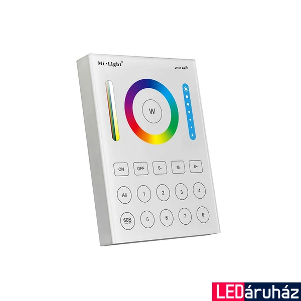 Mi-Light B8 Smart Panel RGB+CCT fali távvezérlő, elemes, 8 zónás, 86x86 mm