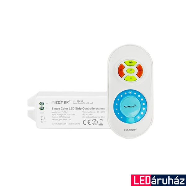 Mi-Light FUT041 dimmer LED vezérlő + távirányító, 12A, 12-24V DC