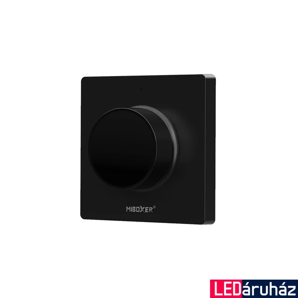 Mi-Light K1B dimmer+CCT fali távirányító, fekete, tekerőgombos, elemes, 86x86 mm