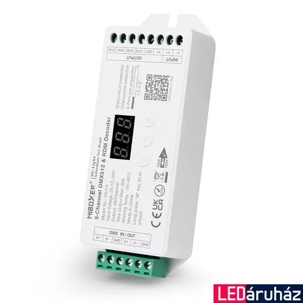 Mi-Light MIBOXER D5-CX DMX/RDM LED vezérlő, 12V/24V, 5 csatorna, max 20A