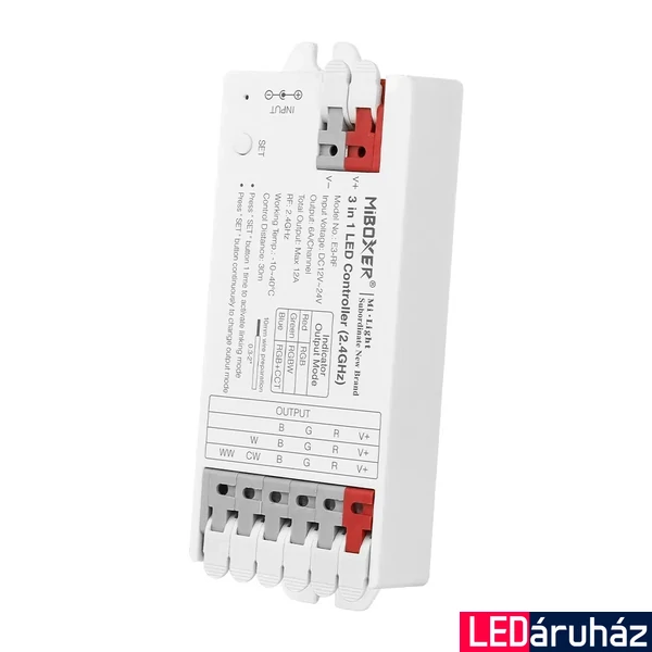 Mi-Light MIBOXER E3-RF RGB/RGBW/RGBCCT 3 in 1 LED szalag vezérlő 2.4G max 12A, gyorscsatlakozóval 