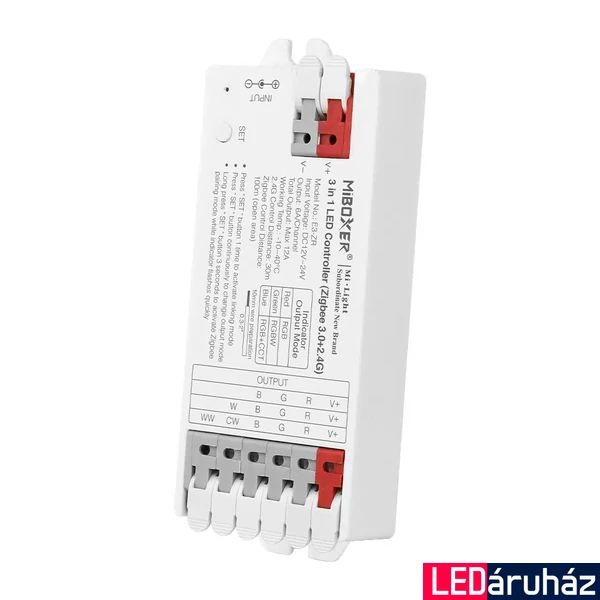 Mi-Light MIBOXER E3-ZR RGB/RGBW/RGBCCT 3 in 1 LED szalag vezérlő (Zigbee 3.0, TUYA +2.4G), max 12A, gyorscsatlakozóval 
