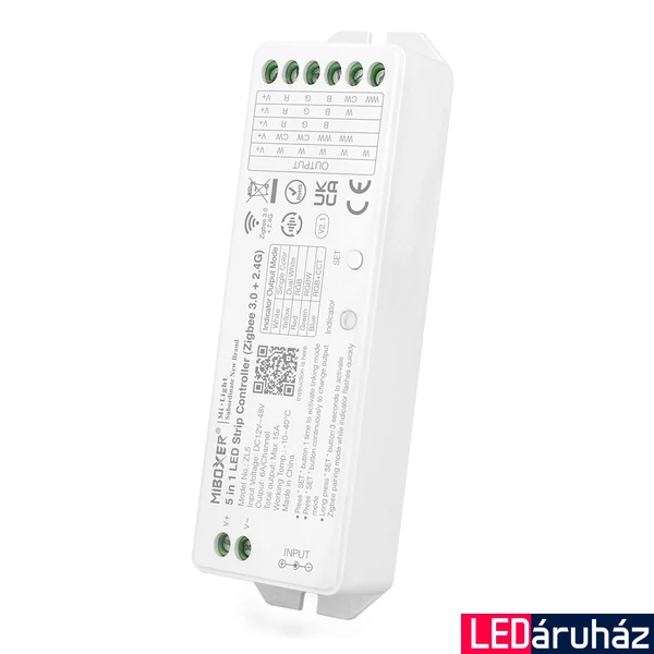 Mi-Light MIBOXER ZL5 5 in1 LED szalag vezérlő (monokróm / CCT / RGB / RGBW / RGBCCT (Zigbee 3.0, TUYA +2.4G), max 15A, 12V-48V